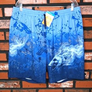 Columbia PFG Men's Shorts XL Hybrid Swim Omni-Shade 8" Board Fishing Blue UPF 50